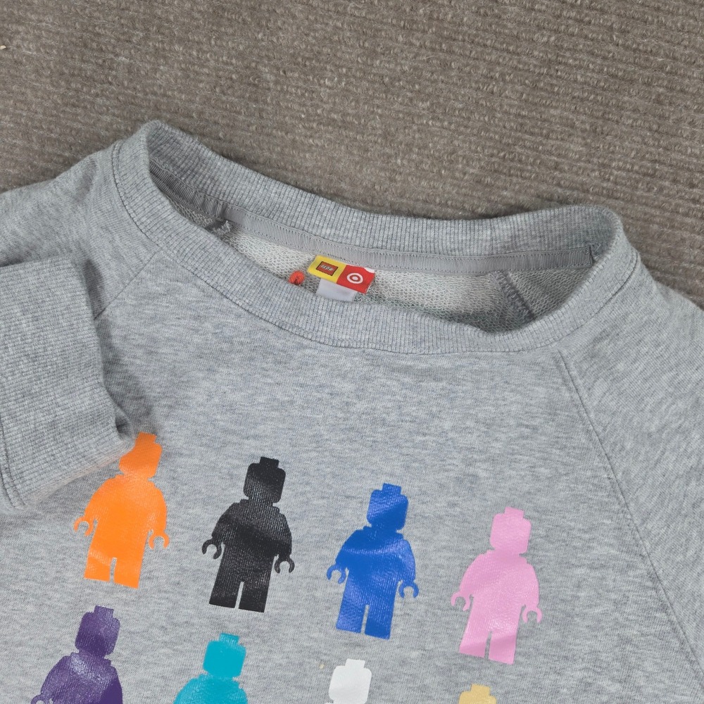 LEGO Target Youth XL Gray Minifigure Graphic Raglan Crewneck Sweatshirt